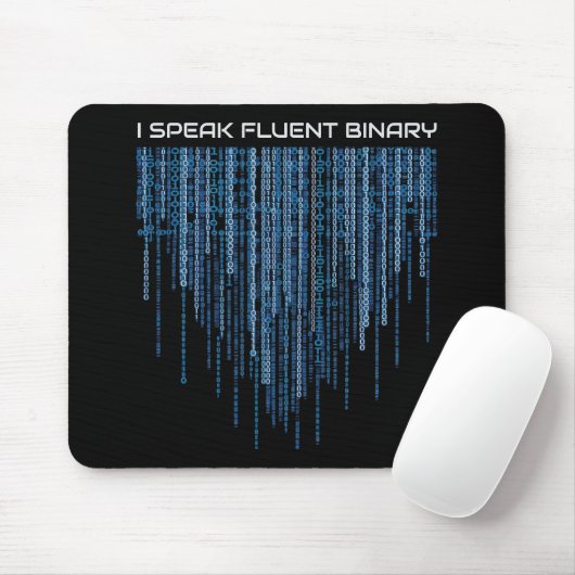 Blue Binary Code Muismat (Met muis)