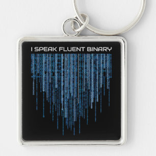 Blue Binary Code Sleutelhanger