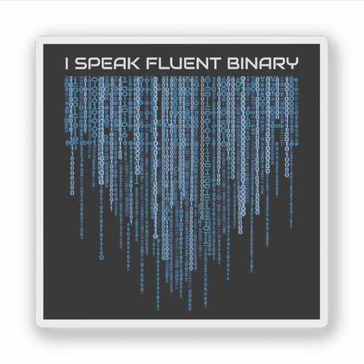 Blue Binary Code Sticker (Voorkant)