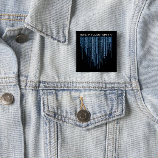 Blue Binary Code Vierkante Button 5,1 Cm (In situ)