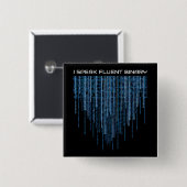 Blue Binary Code Vierkante Button 5,1 Cm (Voorkant /achterkant)