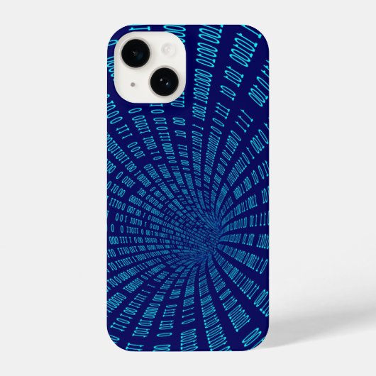 Blue Binary Tunnel Data Stream Concept iPhone Hoesje (Achterkant)