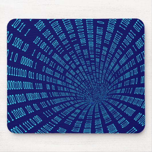 Blue Binary Tunnel Data Stream Concept Muismat (Voorkant)