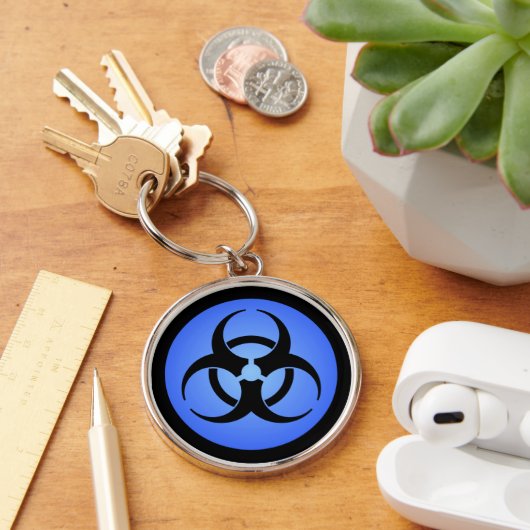 Blue Biohazard Symbol Sleutelhanger (Bureau)