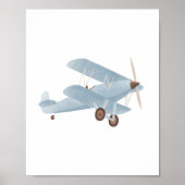 Blue Biplane Nursery Decor Poster (Devant)