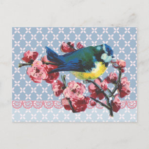 Blue Bird and Cherry Blossom Briefkaart