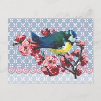 Blue Bird and Cherry Blossom Briefkaart