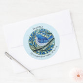 Blue Bird Art Ronde Sticker (Envelop)