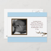 Blue Bird Baby Faire-part (Devant / Derrière)