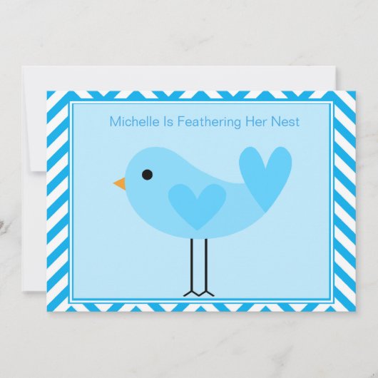 Blue Bird Baby shower Invitation Kaart (Voorkant)