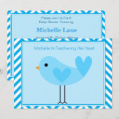 Blue Bird Baby shower Invitation Kaart (Voorkant / Achterkant)