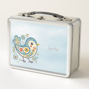Blue Bird Bloemen Metalen Lunch Box