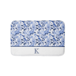 Blue Bird Chinoiserie Monogram Badmat