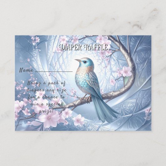 Blue Bird Floral Baby Shower Informatiekaartje (Voorkant)