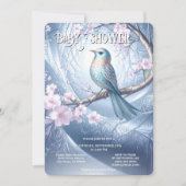 Blue Bird Floral Baby Shower Invitation (Devant)