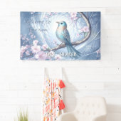 Blue Bird Floral Baby Shower Spandoek (Insitu)