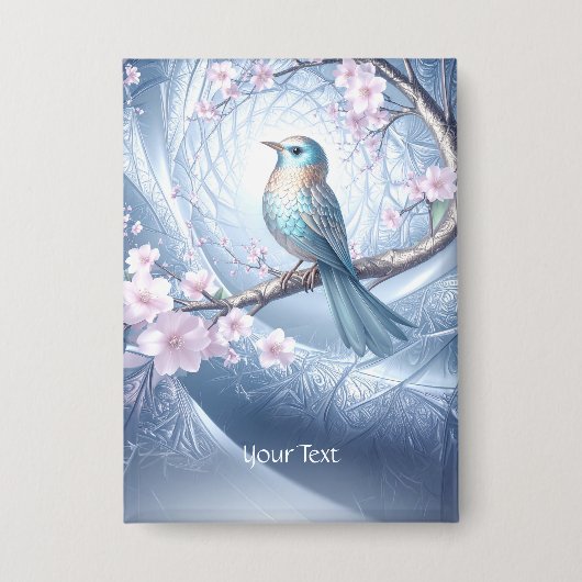 Blue Bird Floral Button (Voorkant)