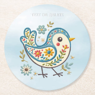 Blue Bird Floral Paper Onderzetter