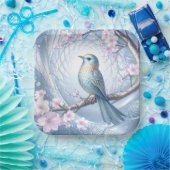 Blue Bird Floral Paper Plate Papieren Bordje (Feest)