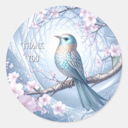 Blue Bird Floral Sticker (Voorkant)