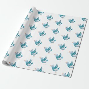 Blue Bird Flying Wrapping Paper Cadeaupapier