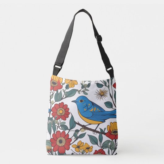 Blue Bird Folk Art Sac fourre-tout Floral (Devant)