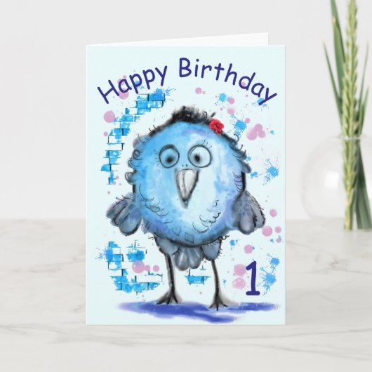 Blue Bird Funny Carte d'anniversaire (Devant)