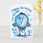 Blue Bird Funny Carte d'anniversaire (Fleur jaune)