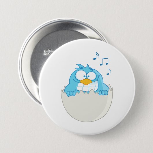 Blue Bird Hatching Ronde Button 7,6 Cm (Voorkant /achterkant)