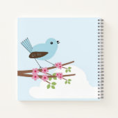 Blue Bird in Blossom Tree Personalised Cute Notitieboek (Achterkant)