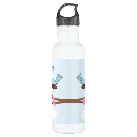 Blue Bird in Blossom Tree Personalized Waterfles (Voorkant)
