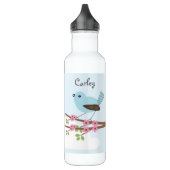 Blue Bird in Blossom Tree Personalized Waterfles (Links)