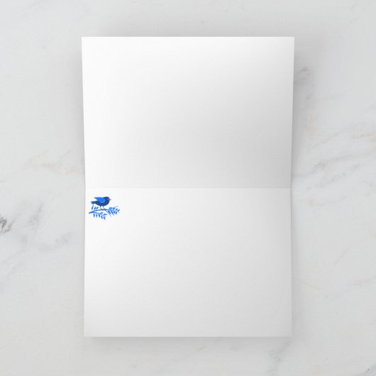 Blue Bird Leaf Branch Natuur Simpel Dank U Bedankkaart (Binnen)