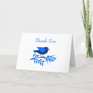 Blue Bird Leaf Branch Natuur Simpel Dank U Bedankkaart
