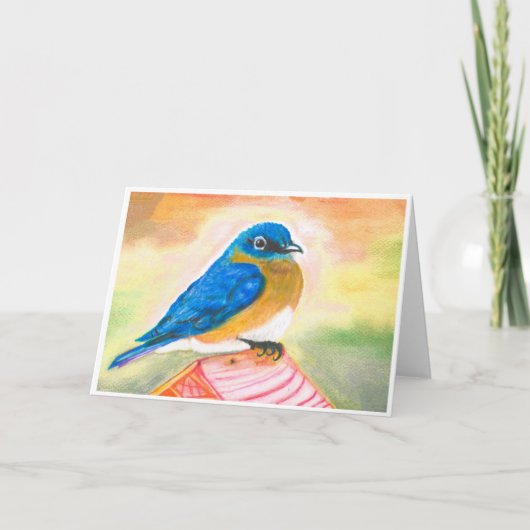 Blue Bird Note Kaart<Blank Inside> Aankondiging (Voorkant)