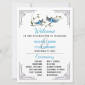 Blue Bird of Happiness Wedding Programme Kaart (Voorkant)
