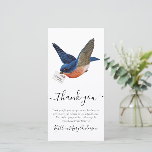 Blue Bird Photo Funeral Bedankt (Staand voorkant)