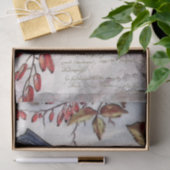 Blue Bird Red Berries French Script Decoupage Tissuepapier (Geschenk)