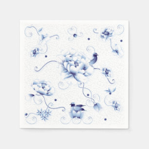 Blue Bird Roos Chinoiserie Floral Servet