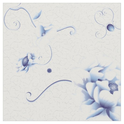 Blue Bird Roos Chinoiserie Floral Stof (Close Up)