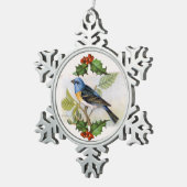 Blue Bird Snowflake Pewter Kerst Ornament (Rechts)