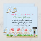 Blue Bird verjaardagsuitnodiging Kaart (Voorkant / Achterkant)