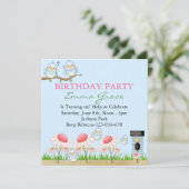 Blue Bird verjaardagsuitnodiging Kaart (Staand voorkant)