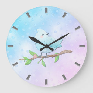 Blue Bird Wall Clock Grote Klok