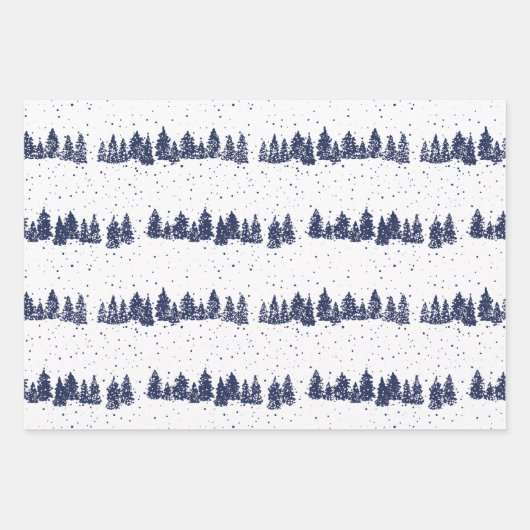 Blue Bird Winter Gold Pattern Inpakpapier Vel (Voorkant 2)