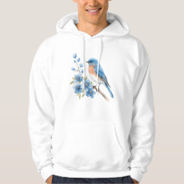 Blue bird with blue flowers hoodie