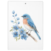 Blue bird with blue flowers klembord (Achterkant)