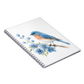 Blue bird with blue flowers notitieboek (Rechterzijde)