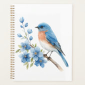 Blue bird with blue flowers planner (Voorkant)