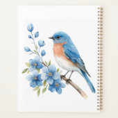 Blue bird with blue flowers planner (Achterkant)